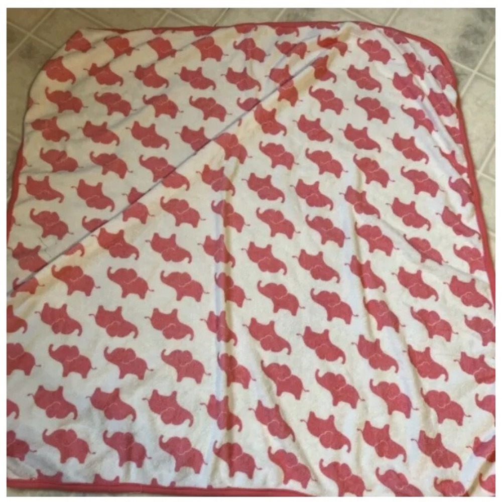 Child of Mine Carters White Pink Elephant Baby Cotton Terry Towel Blanket Girls
